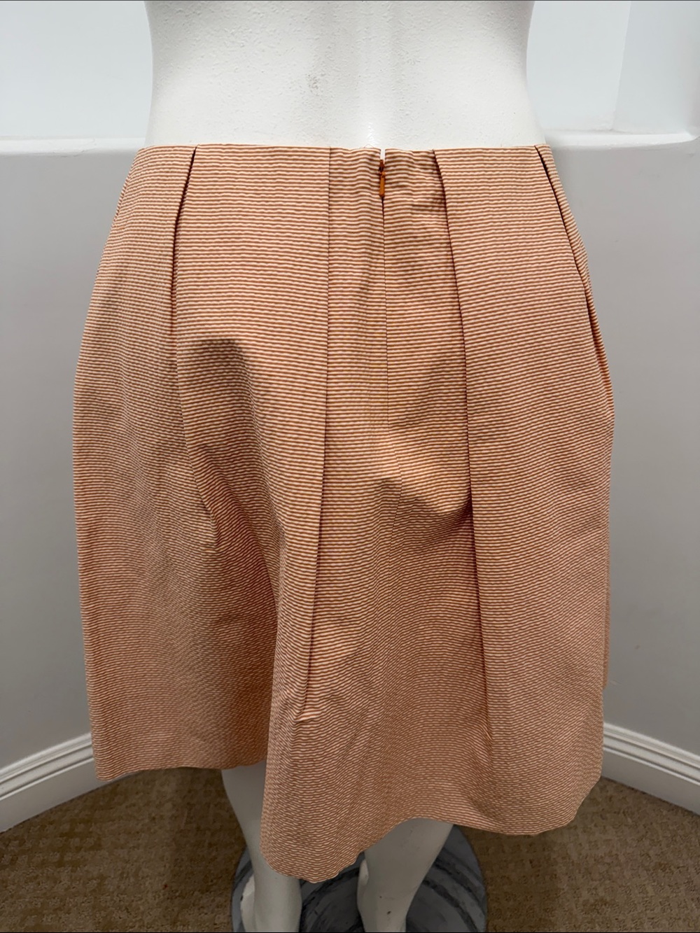 Worth New York Skirt 14 NWT $198 Curry Stripe Pleated Fit Flare Cotton - Picture 8 of 9
